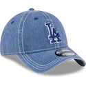 casquette-courbee-bleue-ajustable-avec-logo-bleu-9twenty-washed-contrast-los-angeles-dodgers-mlb-new-era