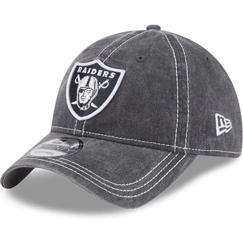 graue-verstellbare-curved-cap-9twenty-washed-contrast-der-las-vegas-raiders-nfl-von-new-era