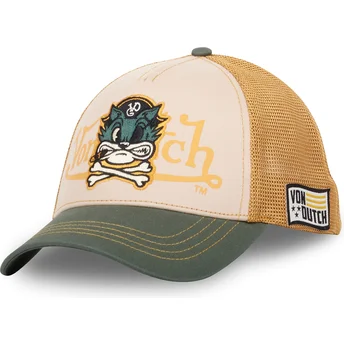 Czapka trucker beżowo-zielona PIR CB Von Dutch