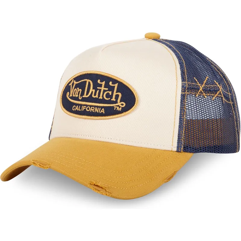 cappellino-trucker-beige-blu-e-giallo-used-05-di-von-dutch