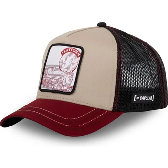 Czapka trucker beżowo-czerwona Platforma 9 3/4 EXP4 Harry Potter od Capslab