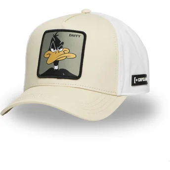 Cappello snapback beige e bianco con visiera curva Pato Lucas LOO11 DAF2 Looney Tunes di Capslab