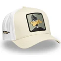 cappello-snapback-beige-e-bianco-con-visiera-curva-pato-lucas-loo11-daf2-looney-tunes-di-capslab