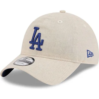 Beżowa czapka z zakrzywionym daszkiem, regulowana z niebieskim logo 9TWENTY Linen Spring Training Fan Pack 2025 Los Angeles Dodg