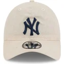 new-era-curved-brim-navy-blue-logo-9twenty-linen-spring-training-fan-pack-2025-new-york-yankees-mlb-beige-adjustable-cap