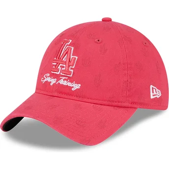 Cappellino curvo rosa regolabile da donna 9TWENTY Pattern Spring Training Fan Pack 2025 dei Los Angeles Dodgers MLB di New Era
