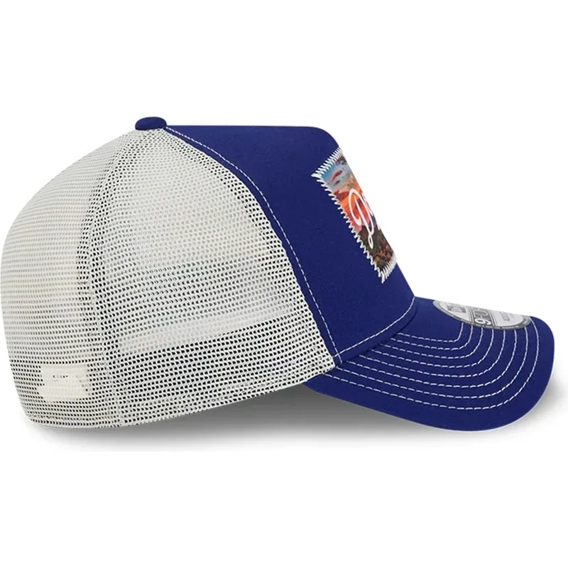 trucker-cap-blau-und-weiss-9forty-a-frame-patch-spring-training-fan-pack-2025-der-los-angeles-dodgers-mlb-von-new-era
