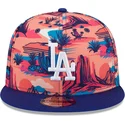mehrfarbige-flache-snapback-kappe-9fifty-printed-spring-training-fan-pack-2025-der-los-angeles-dodgers-mlb-von-new-era
