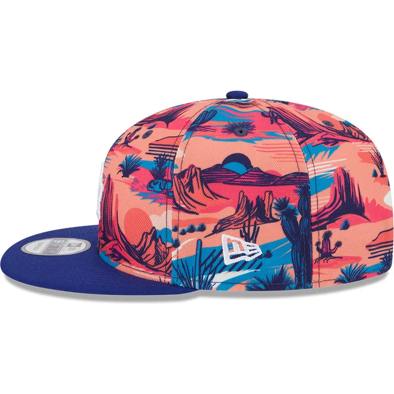 mehrfarbige-flache-snapback-kappe-9fifty-printed-spring-training-fan-pack-2025-der-los-angeles-dodgers-mlb-von-new-era
