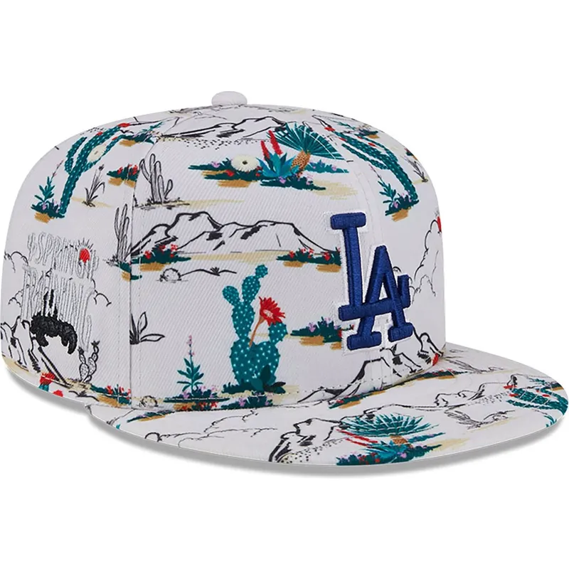 weisse-snapback-flachkappe-9fifty-print-spring-training-fan-pack-2025-der-los-angeles-dodgers-mlb-von-new-era
