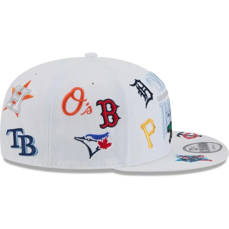 cappello-piatto-bianco-snapback-9fifty-scatter-spring-training-fan-pack-2025-di-mlb-grapefruit-league-logo-di-new-era