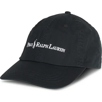 Schwarze, verstellbare Classic Sport Kappe mit gebogenem Schirm von Polo Ralph Lauren