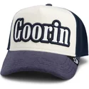 cappello-trucker-beige-e-blu-navy-full-flavor-wordmark-french-terry-di-goorin-bros