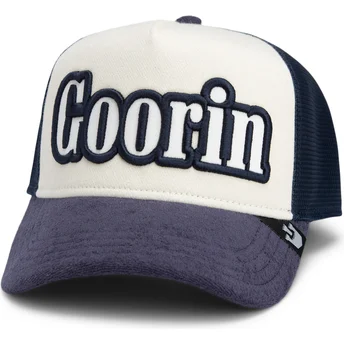 Goorin Bros. Full Flavor Wordmark French Terry Beige and Navy Blue Trucker Hat