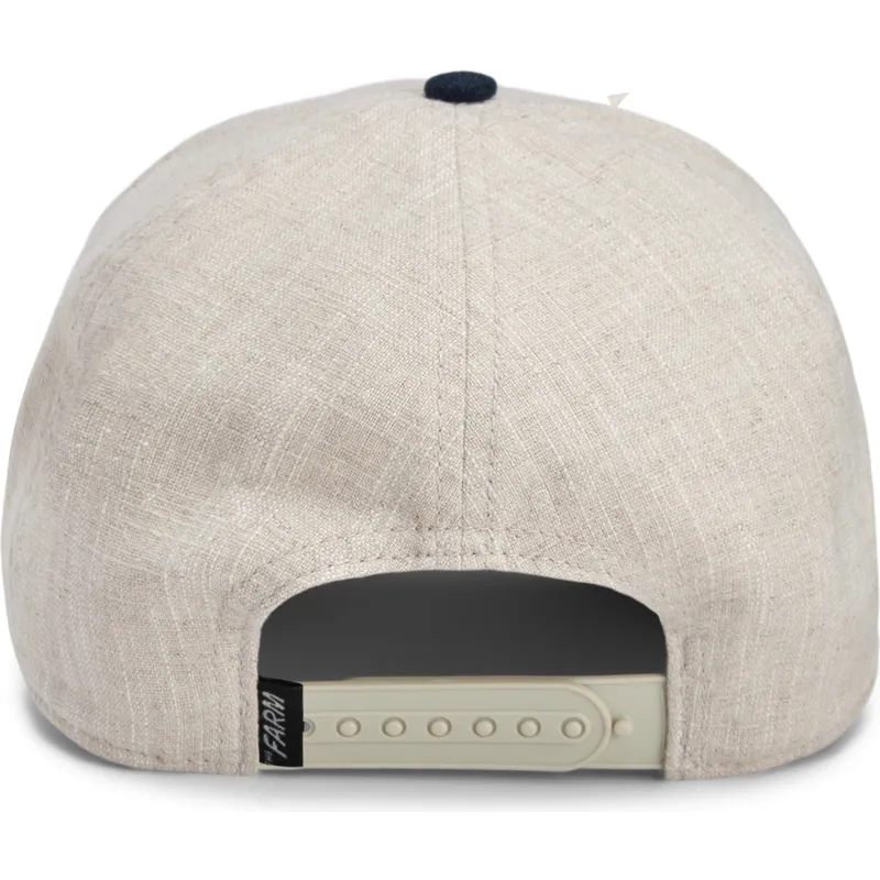 cappellino-curvo-beige-e-blu-marino-snapback-cavallo-rogue-thread-rebel-rugged-comfort-the-farm-di-goorin-bros