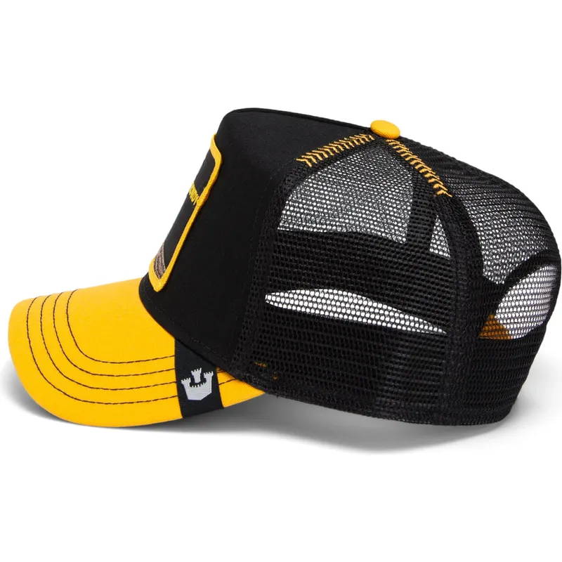cappellino-trucker-nero-e-giallo-pappagallo-the-rowdy-bird-fab-farm-di-goorin-bros