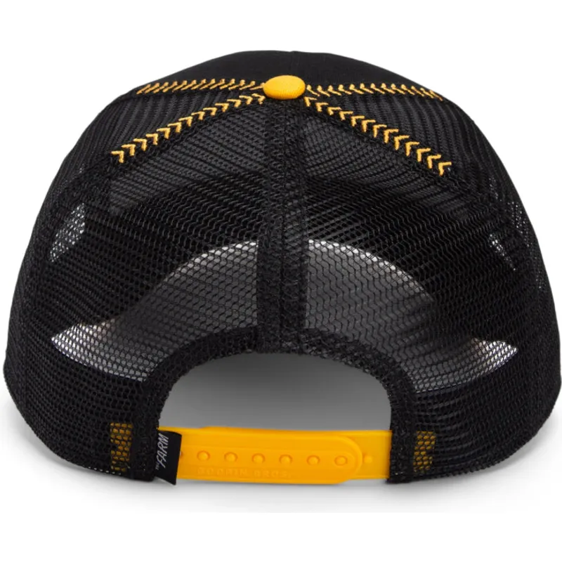 cappellino-trucker-nero-e-giallo-pappagallo-the-rowdy-bird-fab-farm-di-goorin-bros