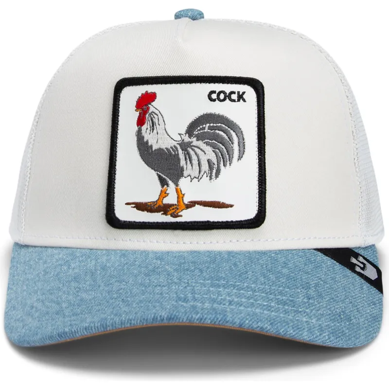 truckerkeps-vit-och-bla-tupp-cock-rooster-fan-institution-ball-club-global-core-denim-the-farm-fran-goorin-bros