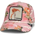 rosafarbene-gebogene-snapback-kappe-flamingo-schwimmring-floater-randy-souse-git-salty-rim-the-farm-von-goorin-bros