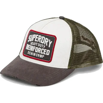 Cappellino trucker bianco, verde e nero Mesh New Vintage Black di Superdry