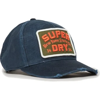 Superdry Graphic Navy verstellbare marineblaue Kappe mit gebogenem Schirm