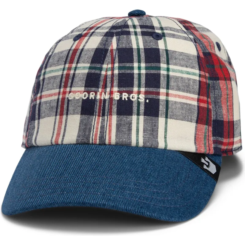 goorin-bros-curved-brim-raised-in-a-barn-papa-cap-madras-the-farm-marineblaue-und-rote-snapback-cap