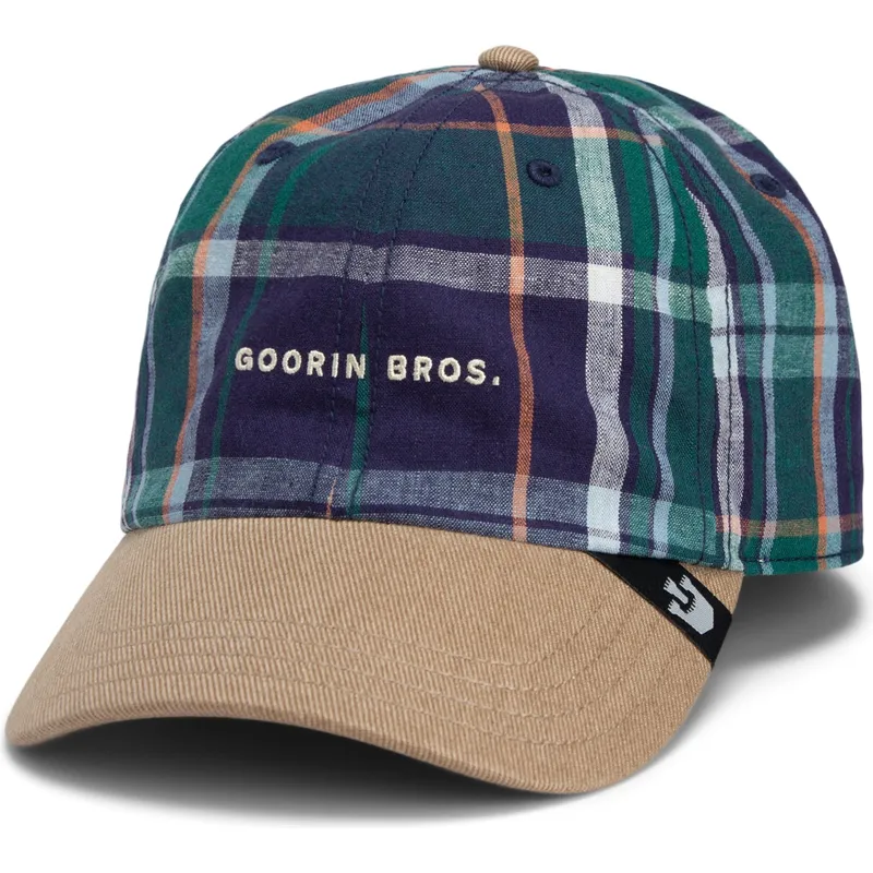 goorin-bros-cappello-con-visiera-curva-hardly-working-papa-cap-madras-the-farm-blu-navy-e-marrone-snapback