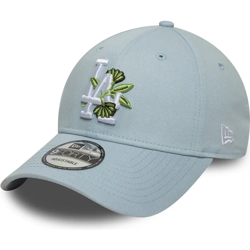 blaue-verstellbare-curved-cap-9forty-floral-icon-der-los-angeles-dodgers-mlb-von-new-era