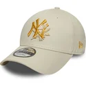 beige-justerbar-bojd-keps-med-gult-new-york-yankees-mlb-9forty-floral-icon-logo-fran-new-era