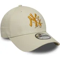 beige-justerbar-bojd-keps-med-gult-new-york-yankees-mlb-9forty-floral-icon-logo-fran-new-era