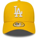 gelbe-trucker-kappe-a-frame-league-essential-der-los-angeles-dodgers-mlb-von-new-era