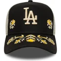 schwarze-trucker-kappe-a-frame-floral-icon-los-angeles-dodgers-mlb-von-new-era