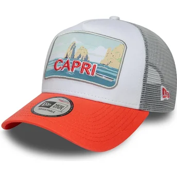 Καπέλο trucker άσπρο και πορτοκαλί Capri Italy A Frame Summer της New Era