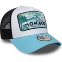 new-era-monaco-french-riviera-a-frame-summer-weisse-schwarze-und-blaue-trucker-kappe