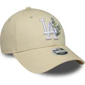 verstellbare-beige-damen-cap-mit-gebogenem-schirm-9forty-floral-icon-los-angeles-dodgers-mlb-von-new-era