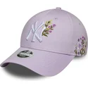justerbar-lila-bojd-keps-for-kvinnor-9forty-floral-icon-new-york-yankees-mlb-fran-new-era