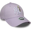justerbar-lila-bojd-keps-for-kvinnor-9forty-floral-icon-new-york-yankees-mlb-fran-new-era