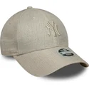 verstellbare-beige-damenkappe-9forty-woven-new-york-yankees-mlb-von-new-era