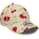 bojd-beige-justerbar-keps-for-barn-9forty-all-over-print-fruit-fran-new-era