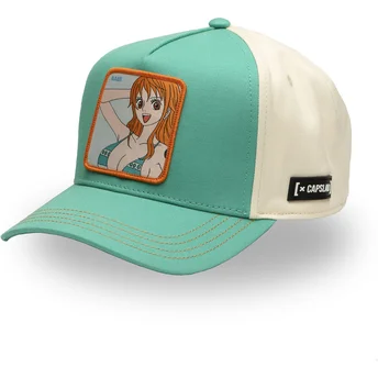 Capslab Nami OP5 NAM One Piece blå och vit böjd snapbackkeps
