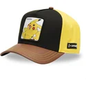 cappellino-snapback-nero-giallo-e-marrone-con-visiera-curva-pikachu-pmk6-pik-pokemon-di-capslab