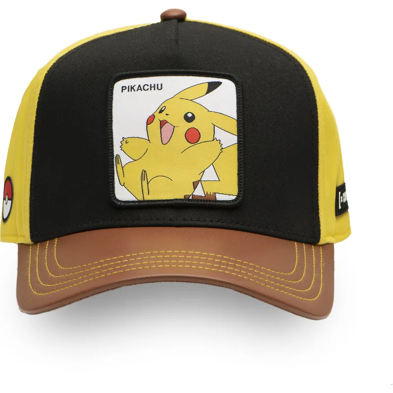 snapbackkeps-med-bojd-skarm-i-svart-gult-och-brunt-pikachu-pmk6-pik-pokemon-fran-capslab