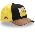 capslab-pokemon-pikachu-pmk6-snapback-kappe-mit-gebogenem-schirm-in-schwarz-gelb-und-braun
