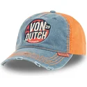 blaue-und-orangefarbene-verstellbare-curved-cap-retro02-von-von-dutch