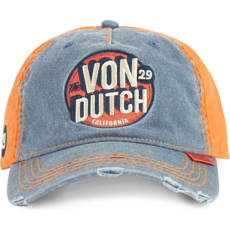 blaue-und-orangefarbene-verstellbare-curved-cap-retro02-von-von-dutch