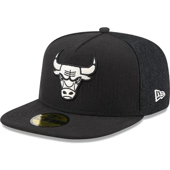 Cappello piatto nero regolabile 59FIFTY Day A Frame dei Chicago Bulls NBA di New Era