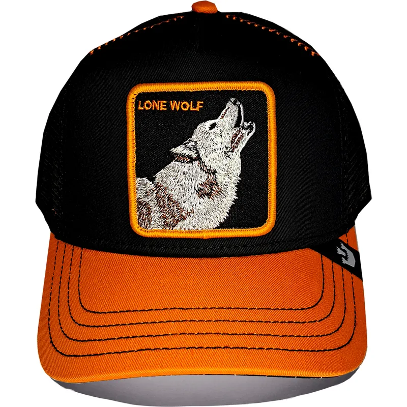 czapka-trucker-czarno-pomaranczowa-wilk-solo-wolf-fab-farm-od-goorin-bros