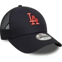 marineblaue-verstellbare-trucker-kappe-fur-kinder-mit-rotem-logo-9forty-homefield-der-los-angeles-dodgers-mlb-von-new-era