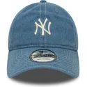blaue-gebogene-verstellbare-9twenty-denim-kappe-der-new-york-yankees-mlb-von-new-era