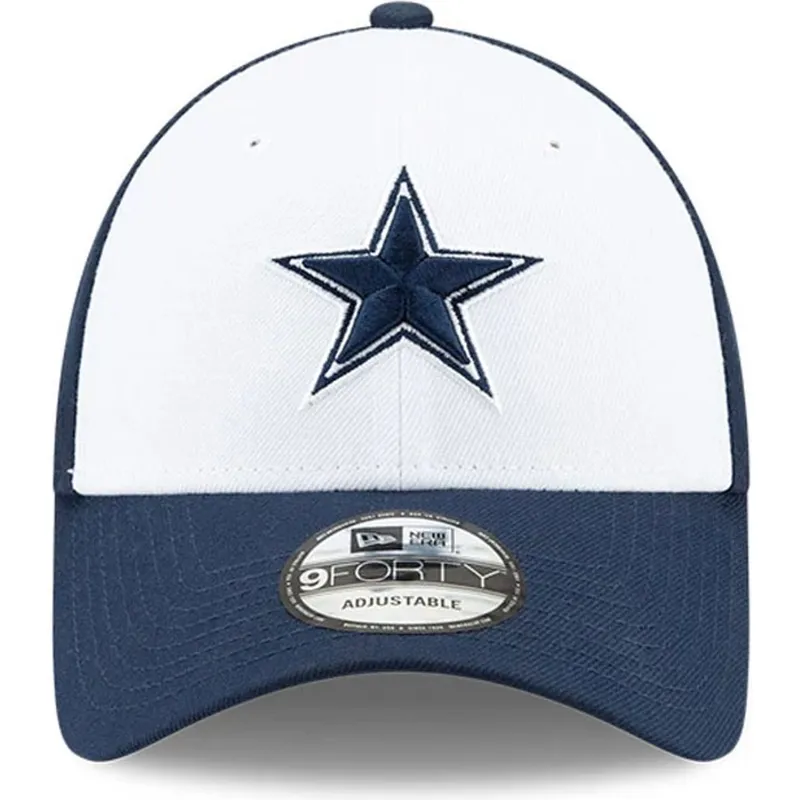 weisse-und-marineblaue-verstellbare-gebogene-kappe-fur-kinder-9forty-the-league-der-dallas-cowboys-nfl-von-new-era